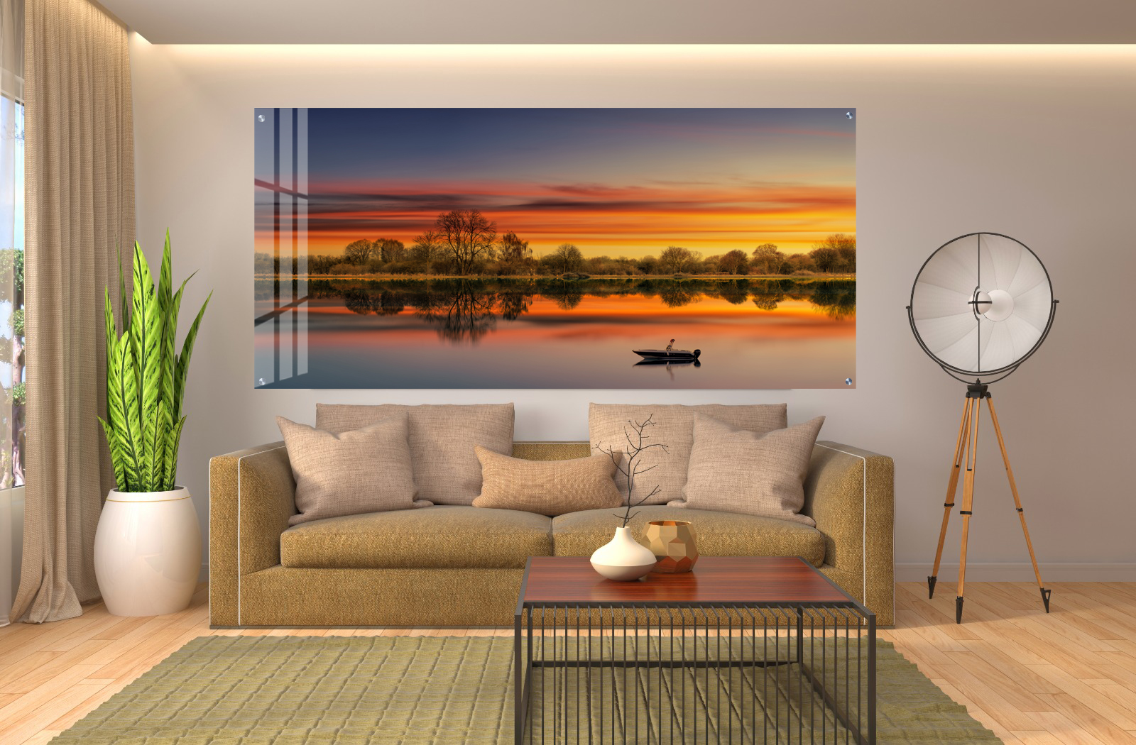 תמונת זכוכית - סירה באגם » B Glass Design - המרכז הישראלי להדפסה על זכוכית