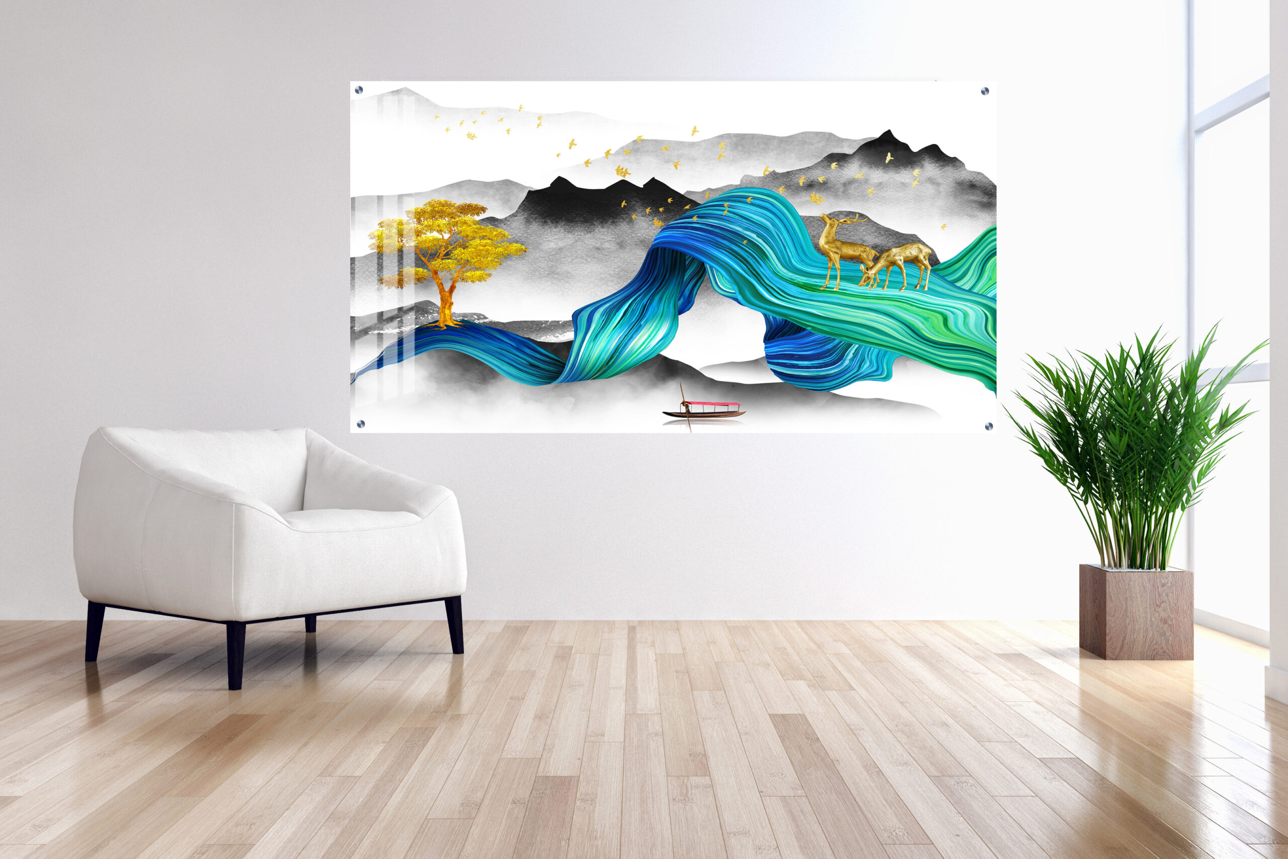 תמונת זכוכית - איילים על גל » B Glass Design - המרכז הישראלי להדפסה על ...