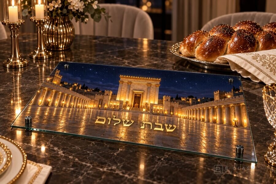 מגש חלות מעוצב בית המקדש בלילה