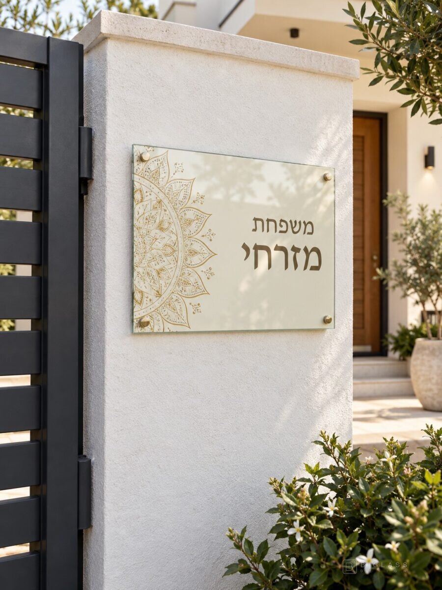 שלט זכוכית כניסה מלבני | דגם 144