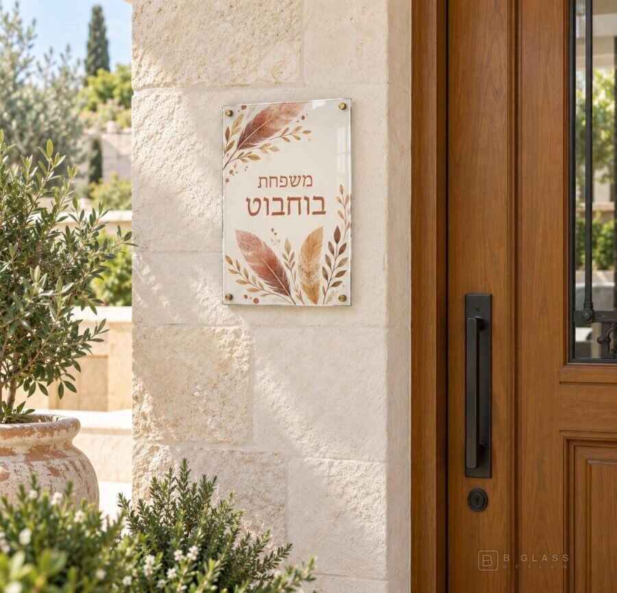 שלט זכוכית כניסה מלבני | דגם 124