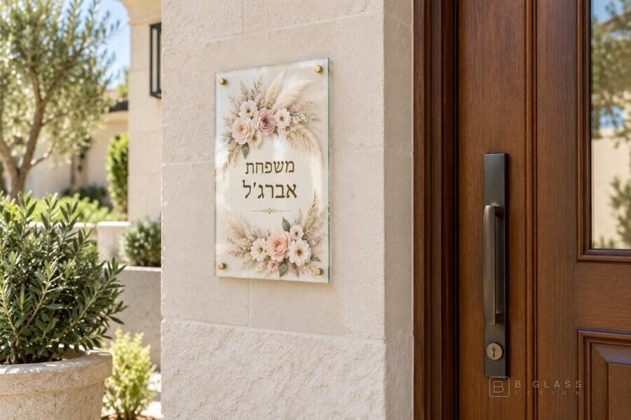 שלט זכוכית כניסה מלבני | דגם 148