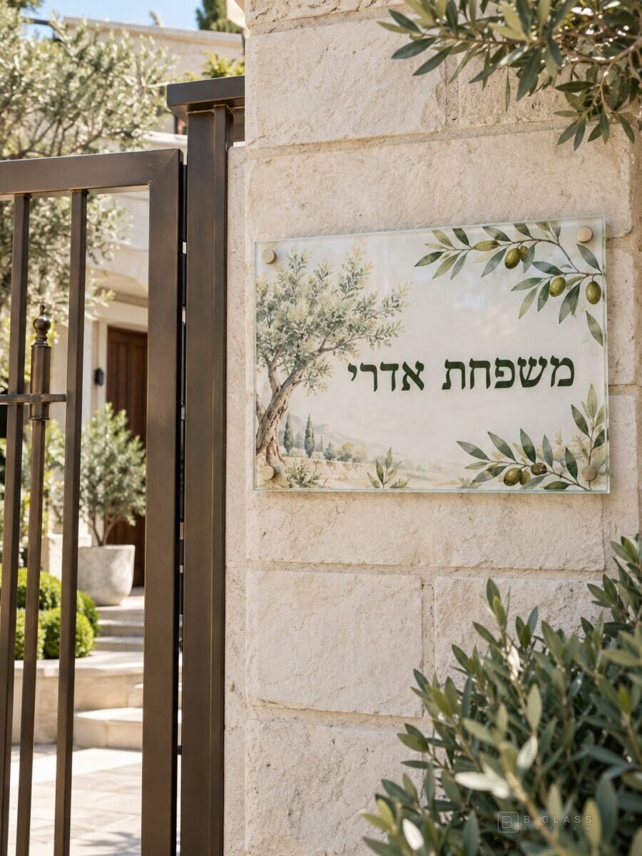 שלט זכוכית כניסה מלבני | דגם 132