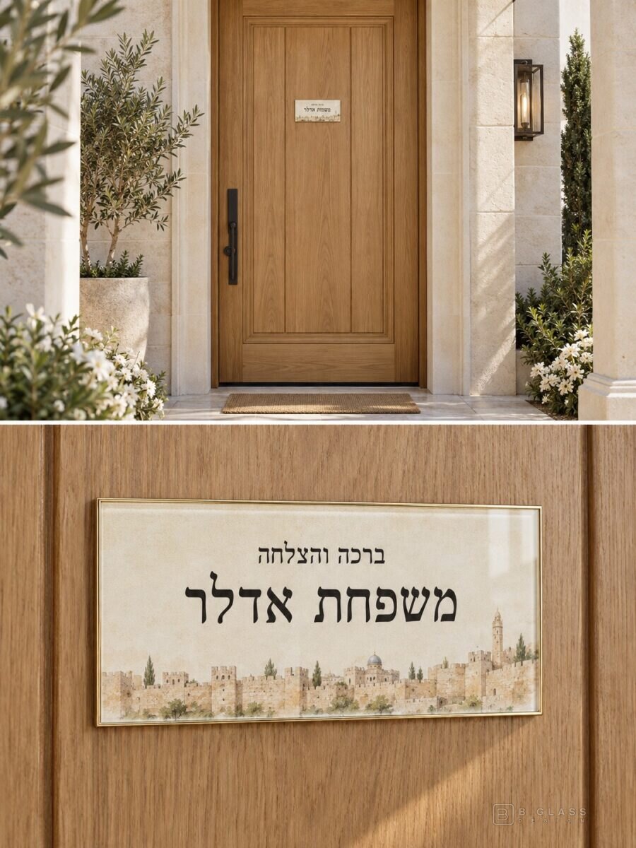 שלט זכוכית לדלת 22×10 | דגם 161