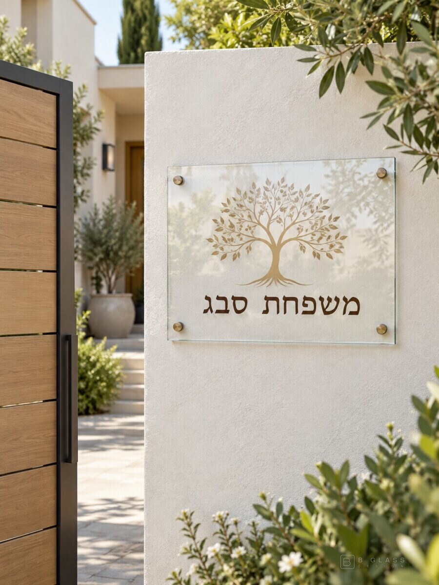 שלט זכוכית כניסה מלבני | דגם 126