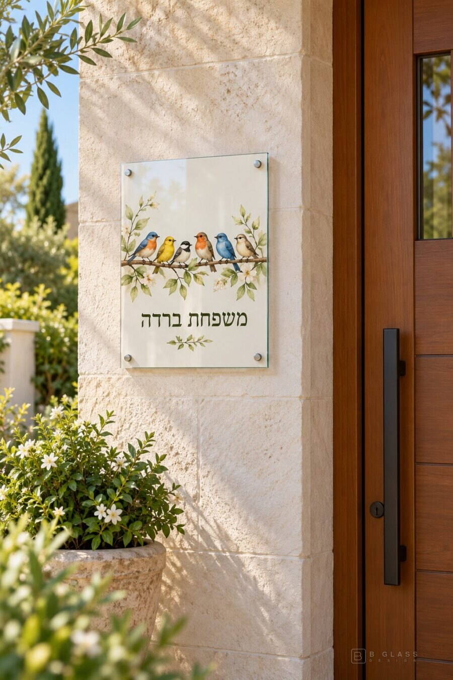 שלט זכוכית כניסה מלבני | דגם 129