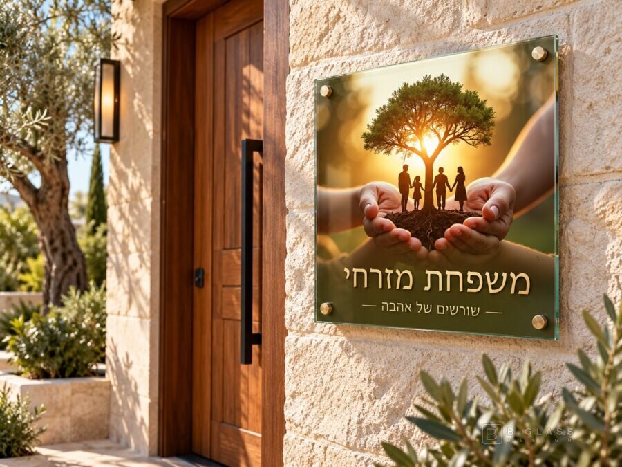שלט זכוכית כניסה מרובע | דגם 105
