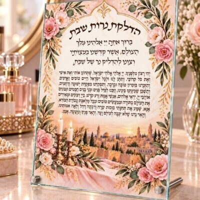 מעמד זכוכית להדלקת נרות שבת | דגם 003