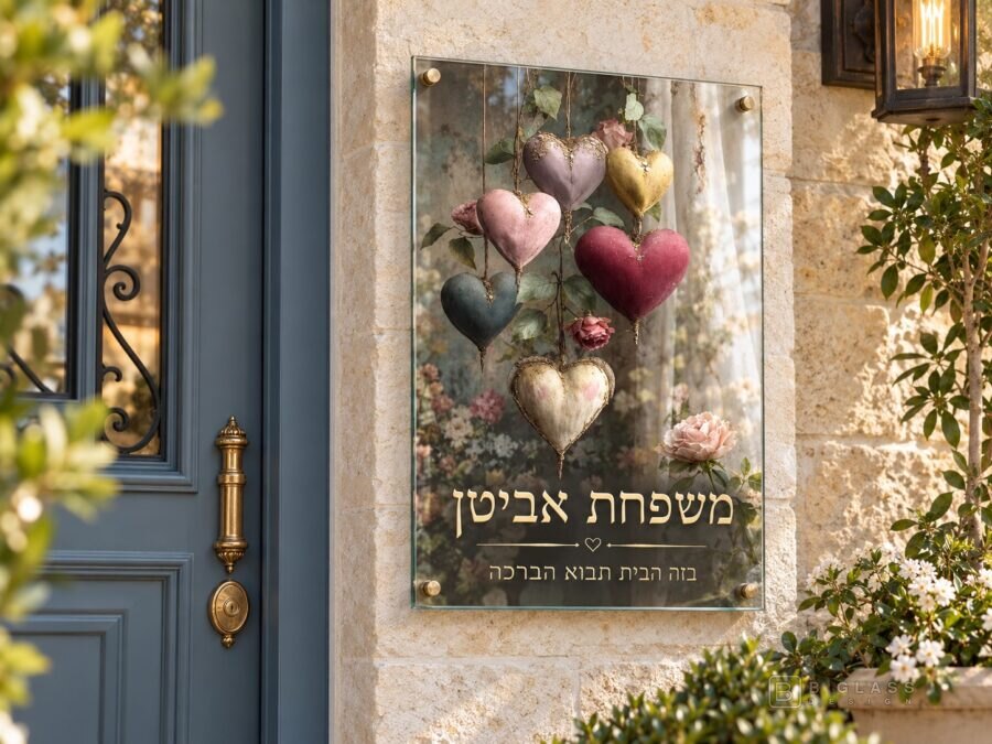 שלט זכוכית כניסה מלבני | דגם 133