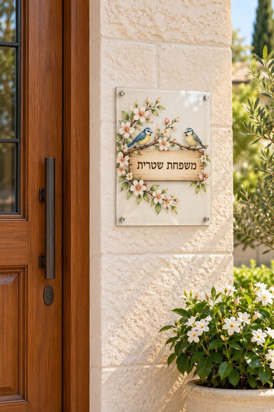 שלט זכוכית כניסה מלבני | דגם 127