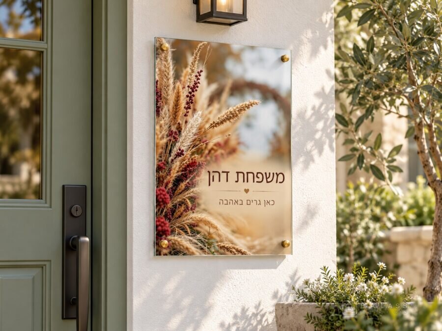 שלט זכוכית כניסה מלבני | דגם 147