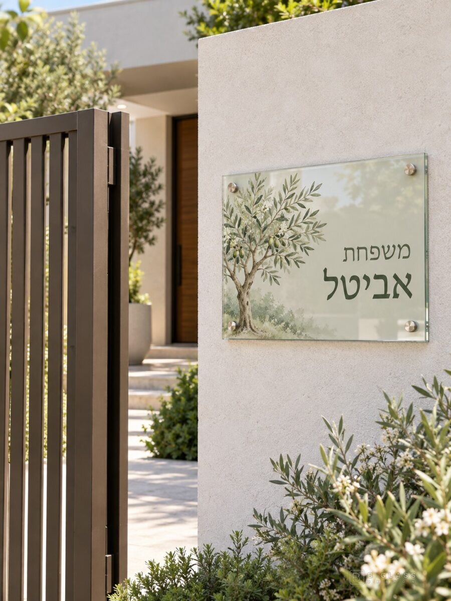 שלט זכוכית כניסה מלבני | דגם 131
