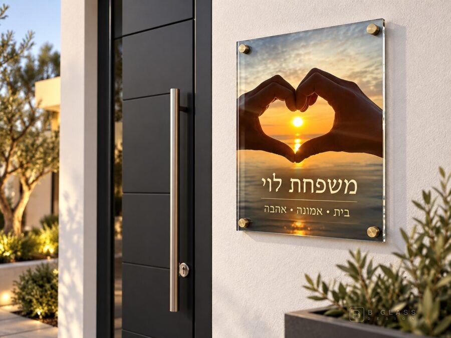 שלט זכוכית כניסה מרובע | דגם 102