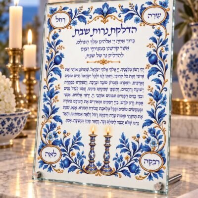 מעמד זכוכית להדלקת נרות שבת | דגם 010