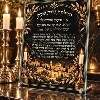 מעמד זכוכית להדלקת נרות שבת | דגם 009