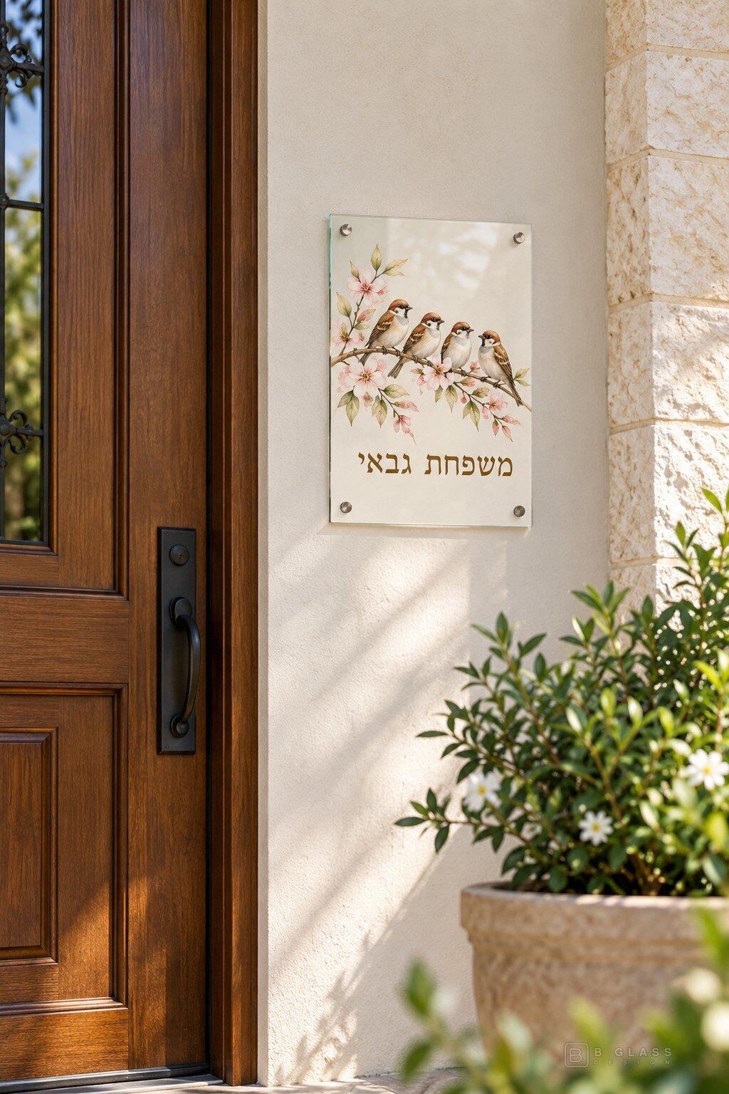 שלט זכוכית מלבני לשער הכניסה | דגם 136