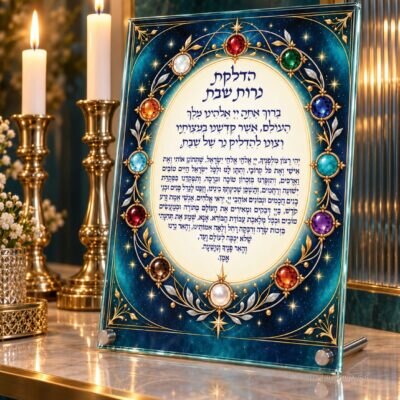 מעמד זכוכית להדלקת נרות שבת | דגם 014