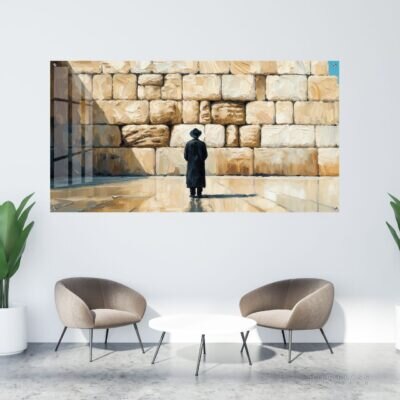 תמונת זכוכית חסיד מתפלל בכותל דגם אקרילי 001