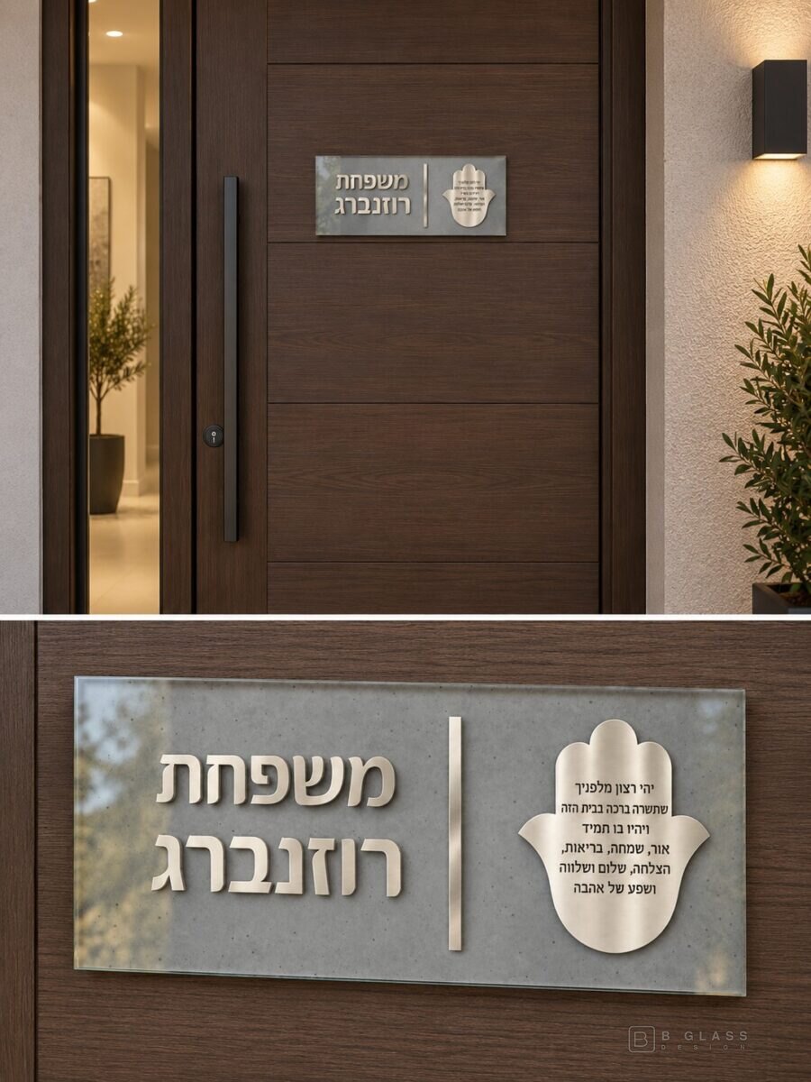 שלט זכוכית לדלת 22×10 | דגם 167