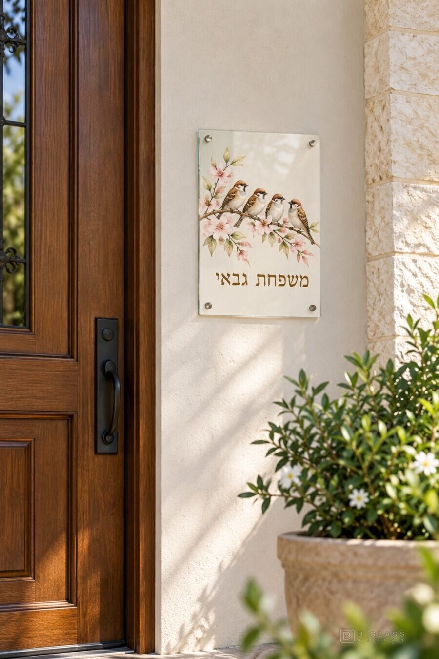 שלט זכוכית כניסה מלבני | דגם 136