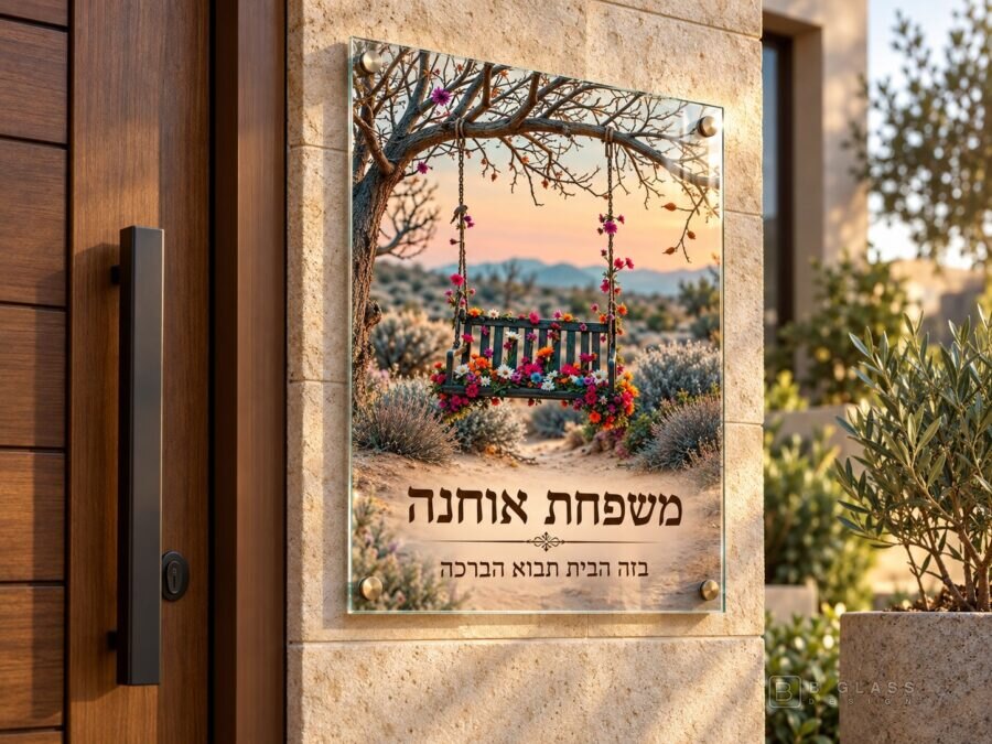 שלט זכוכית כניסה מלבני | דגם 156