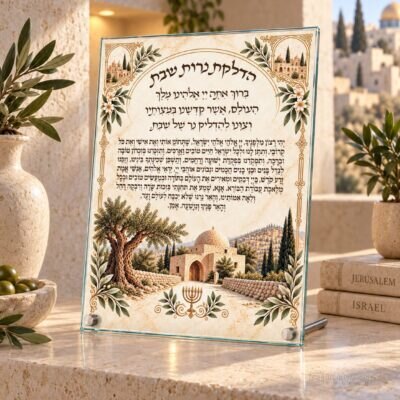 מעמד זכוכית להדלקת נרות שבת | דגם 005