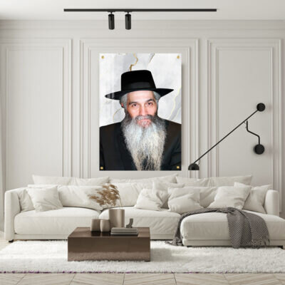 תמונת זכוכית רבי דוד אבוחצירא רקע שיש | דגם 001