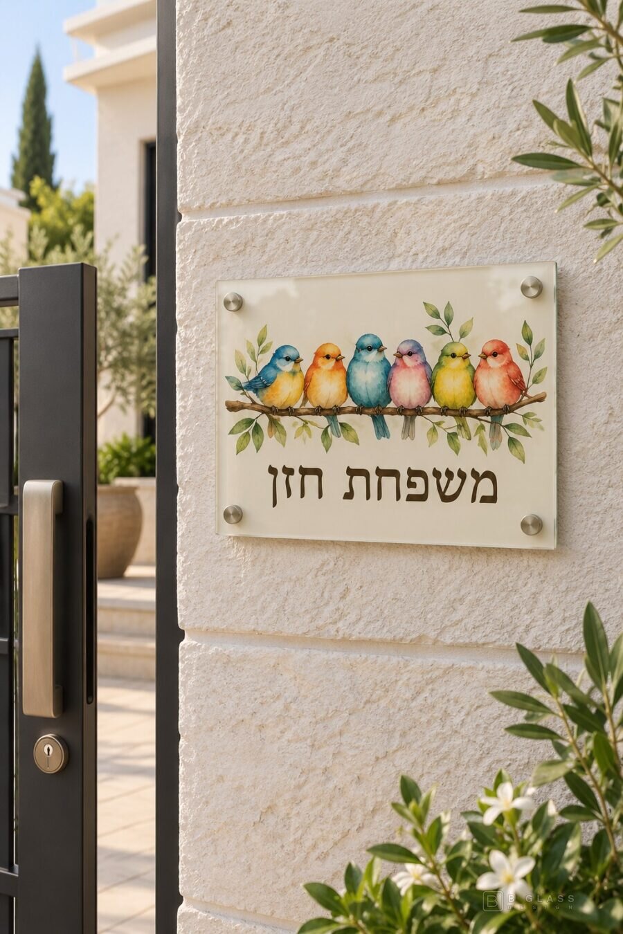 שלט זכוכית כניסה מלבני | דגם 141