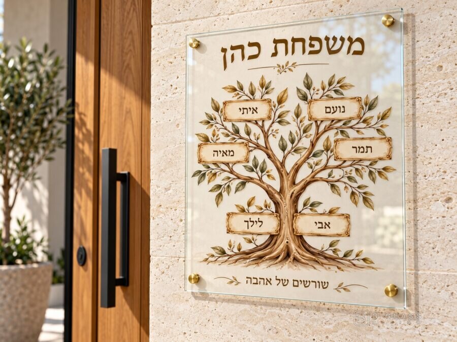 שלט זכוכית כניסה מרובע | דגם 107