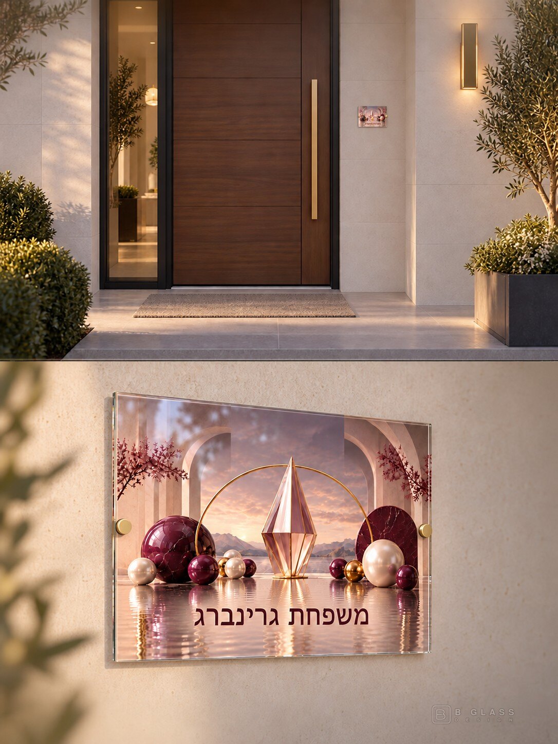 שלט זכוכית ליד דלת הכניסה | דגם 116
