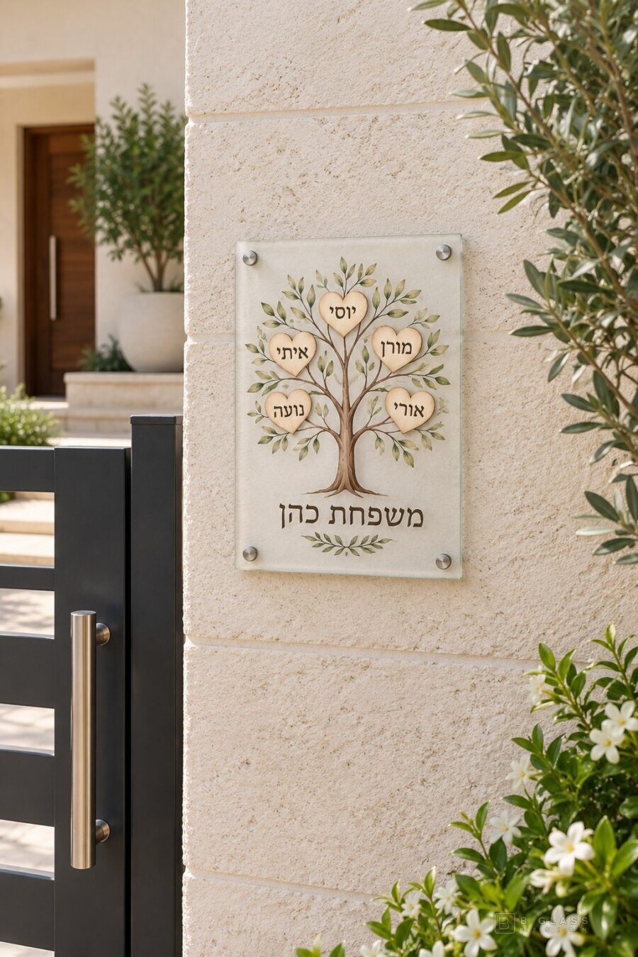 שלט זכוכית כניסה מלבני | דגם 135