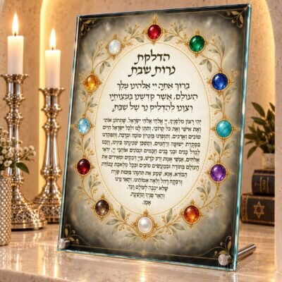 מעמד זכוכית להדלקת נרות שבת | דגם 004
