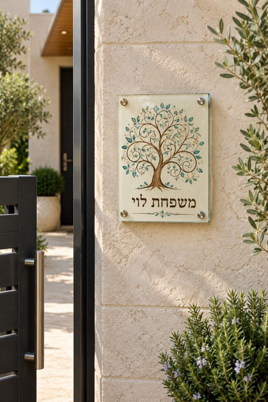 שלט זכוכית כניסה מלבני | דגם 128