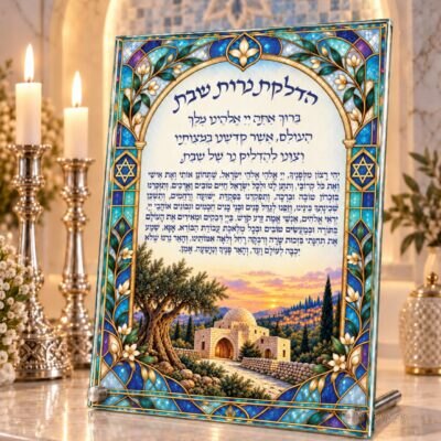 מעמד זכוכית להדלקת נרות שבת | דגם 007