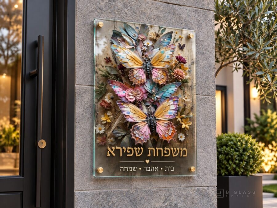 שלט זכוכית כניסה מלבני | דגם 122