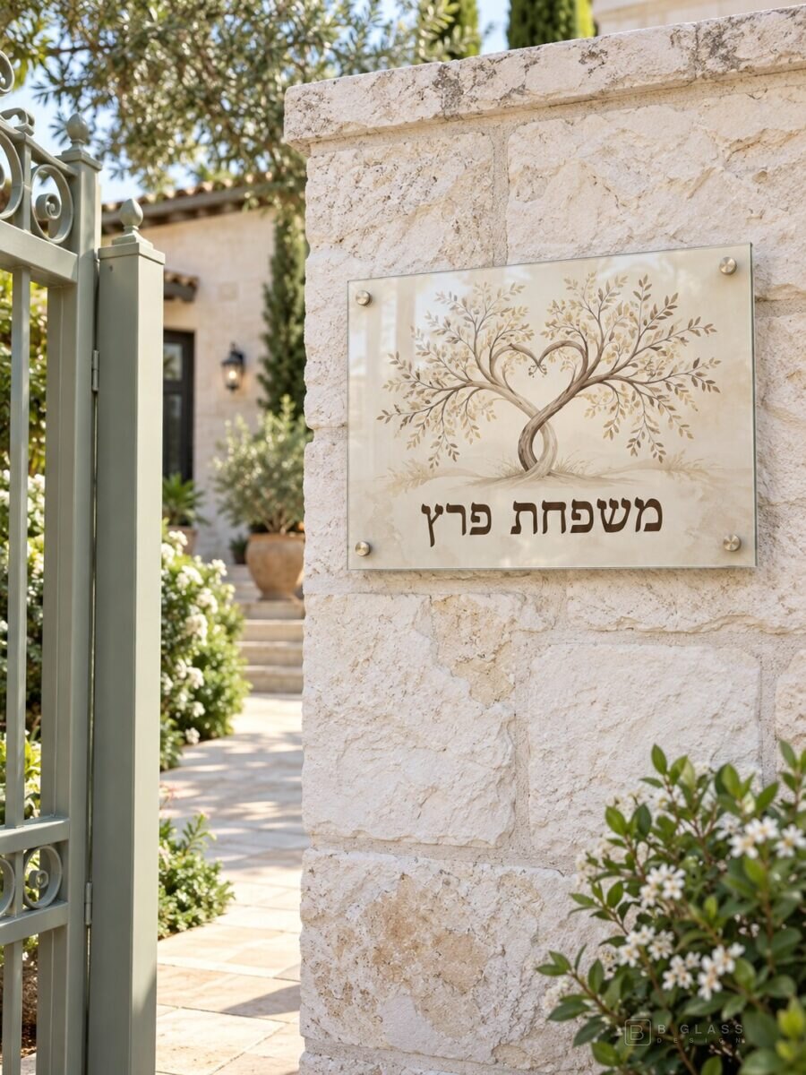 שלט זכוכית כניסה מלבני | דגם 145
