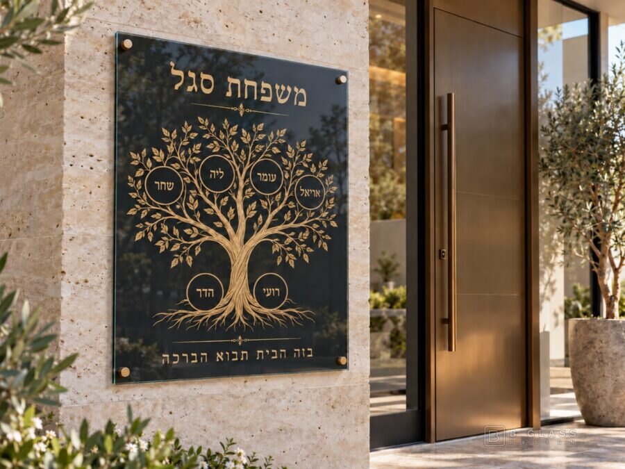 שלט זכוכית כניסה מלבני | דגם 142
